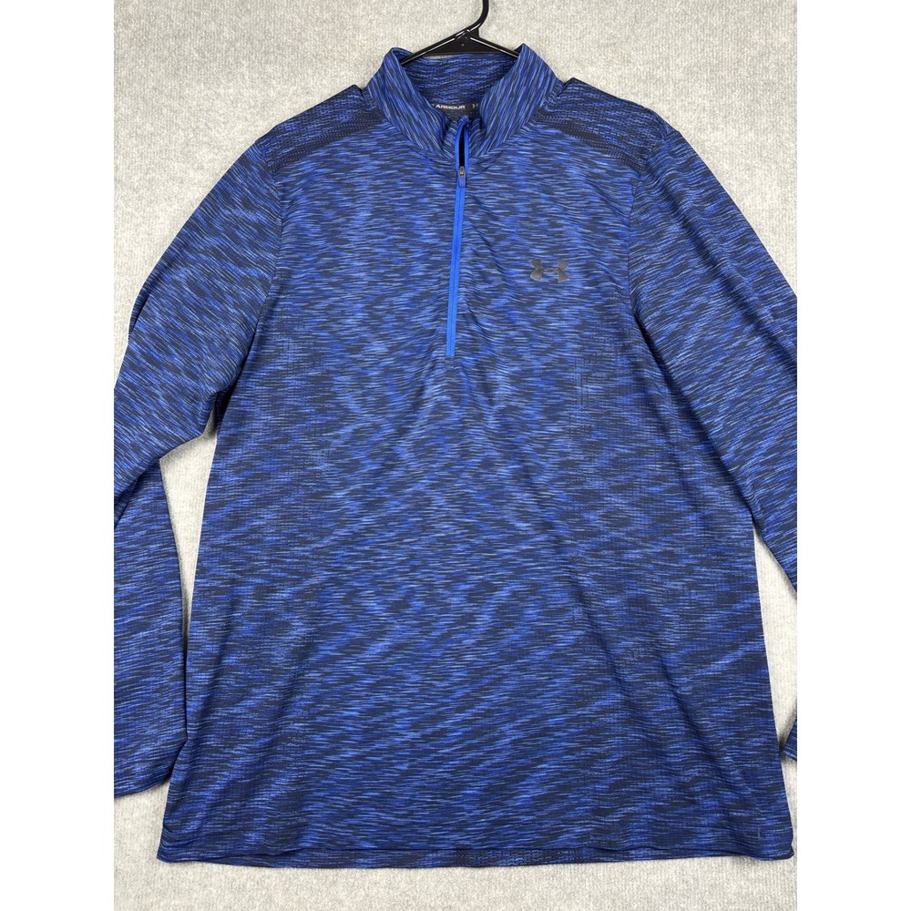 Under Armour HeatGear Fitted 1/4 Zip Pullover Space Dye XL Blue